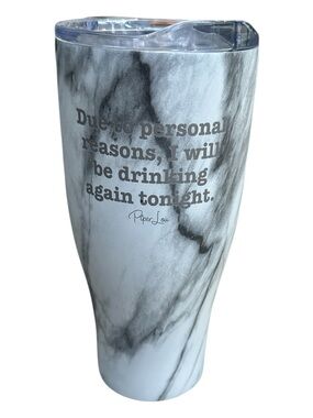 Piper Lou - NEW - Marble Travel Tumbler - Gray & White